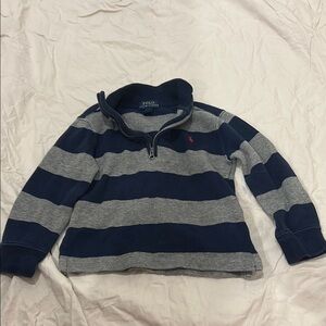 Polo by Ralph Lauren Blue and Gray Striped Quarter-Zip Sweatshirt